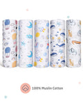 100% Cotton Muslin Multipurpose Swaddle Wrap Pack of 5